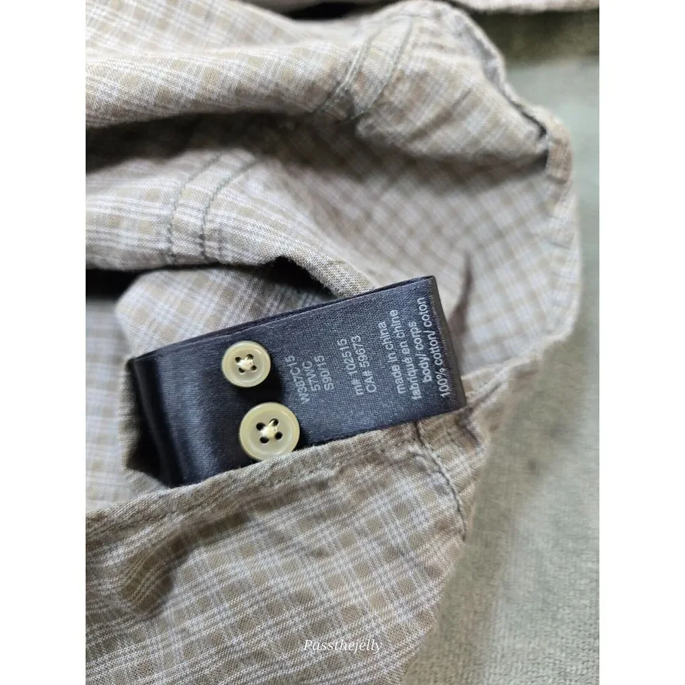 John Varvatos‎ Shirt Mens Large Window Check Star USA Comfort Cotton Dress